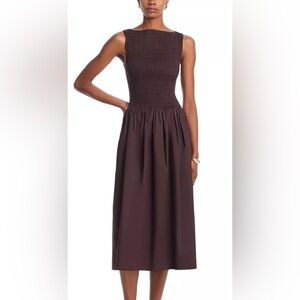Wayf Chocolate Brown Sleeveless Midi Dress
